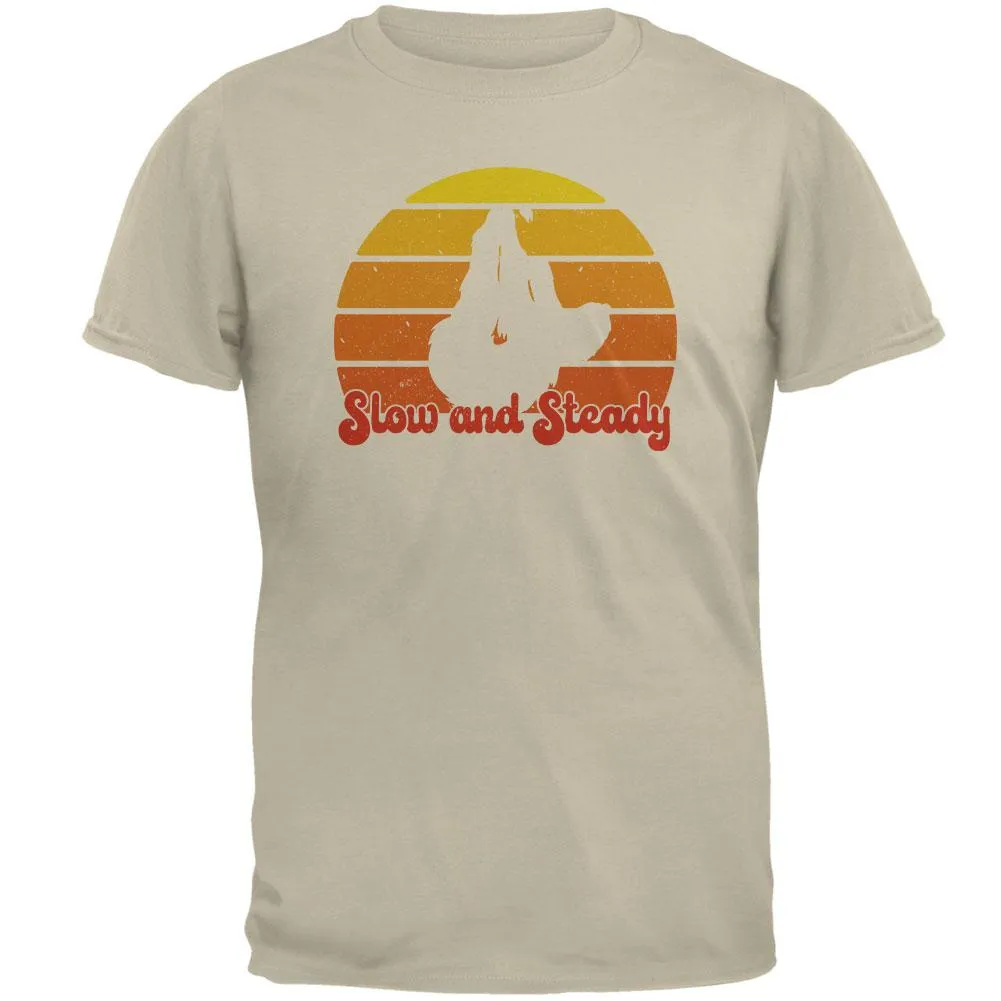 Sloth Slow and Steady Retro Sunset Mens T Shirt