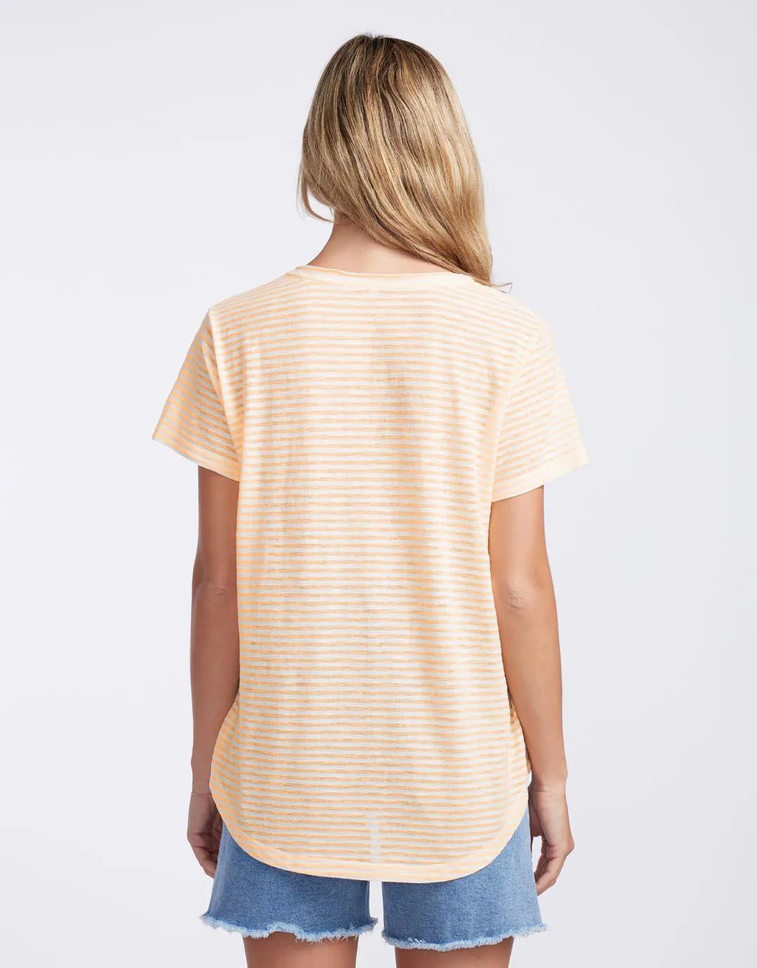 Sorbet Stripe Vee Neck Tee - Gelati Orange