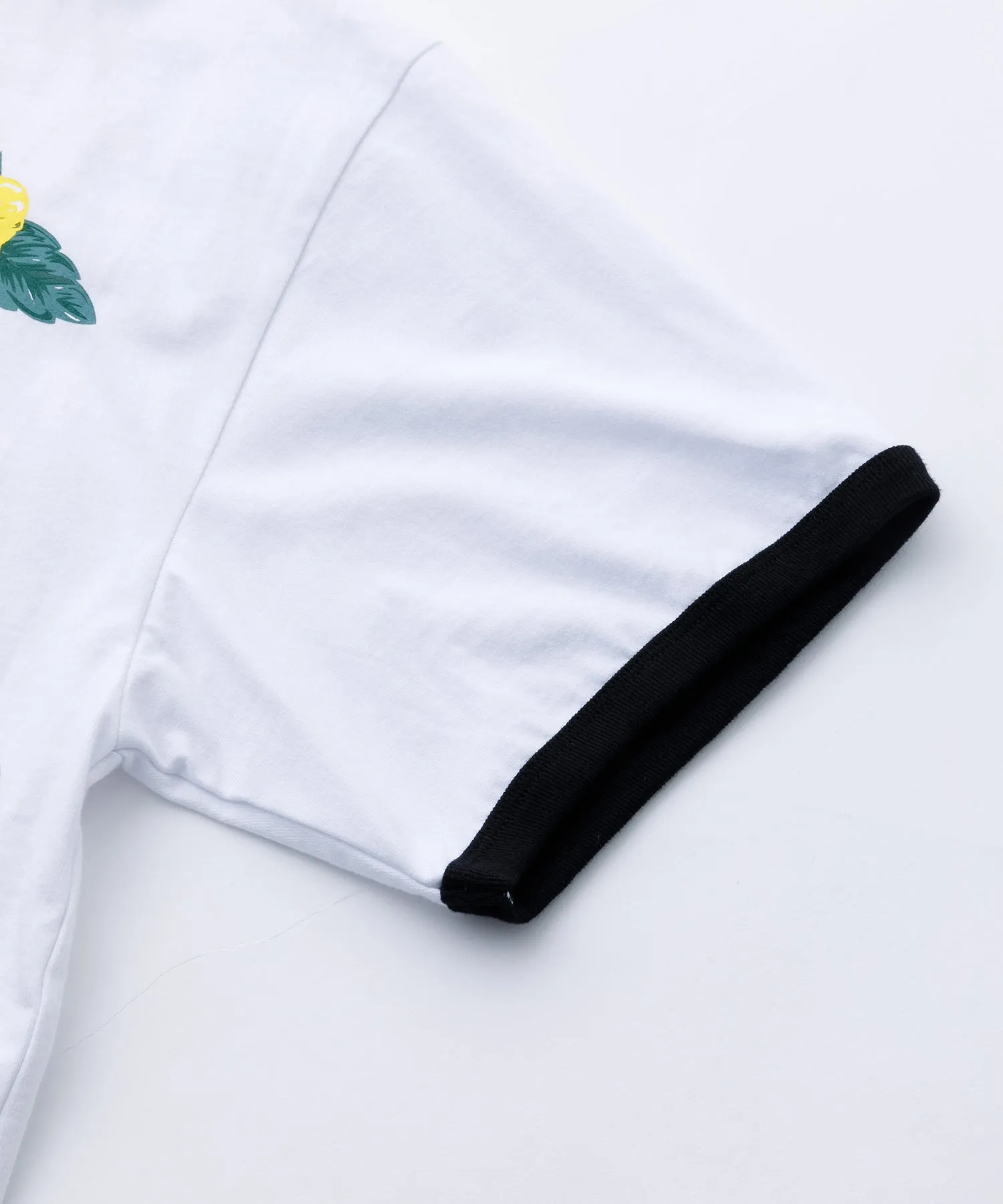 S/S FLORAL PRINT RINGER TEE