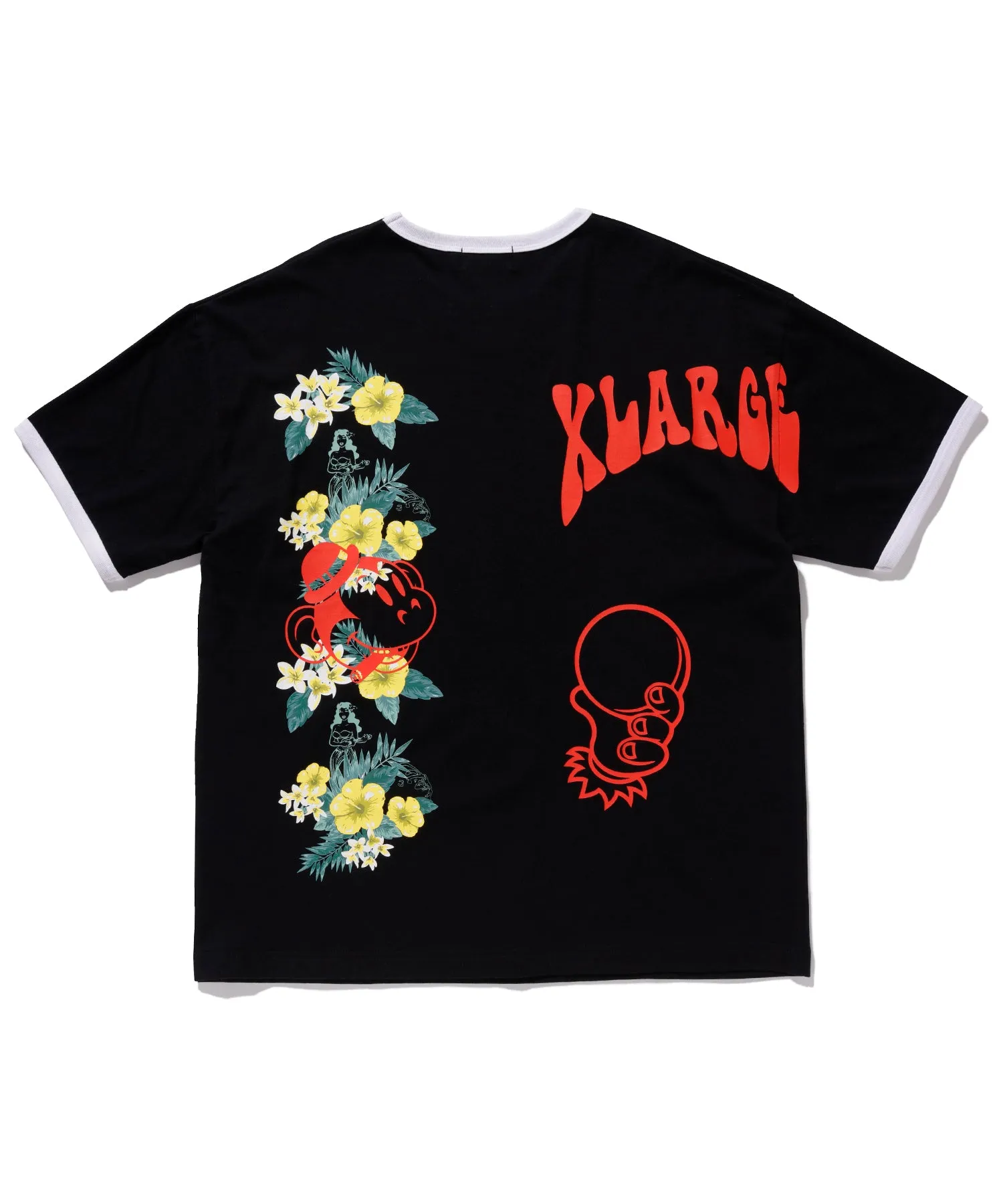 S/S FLORAL PRINT RINGER TEE