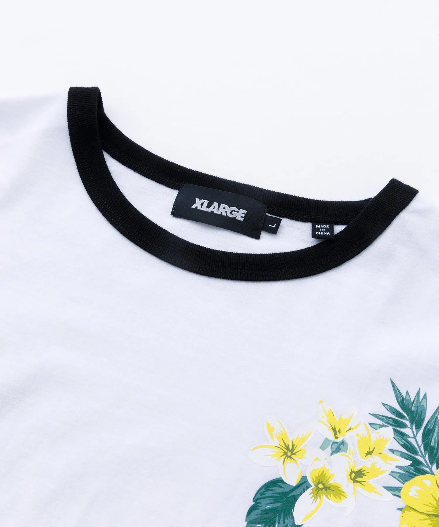 S/S FLORAL PRINT RINGER TEE