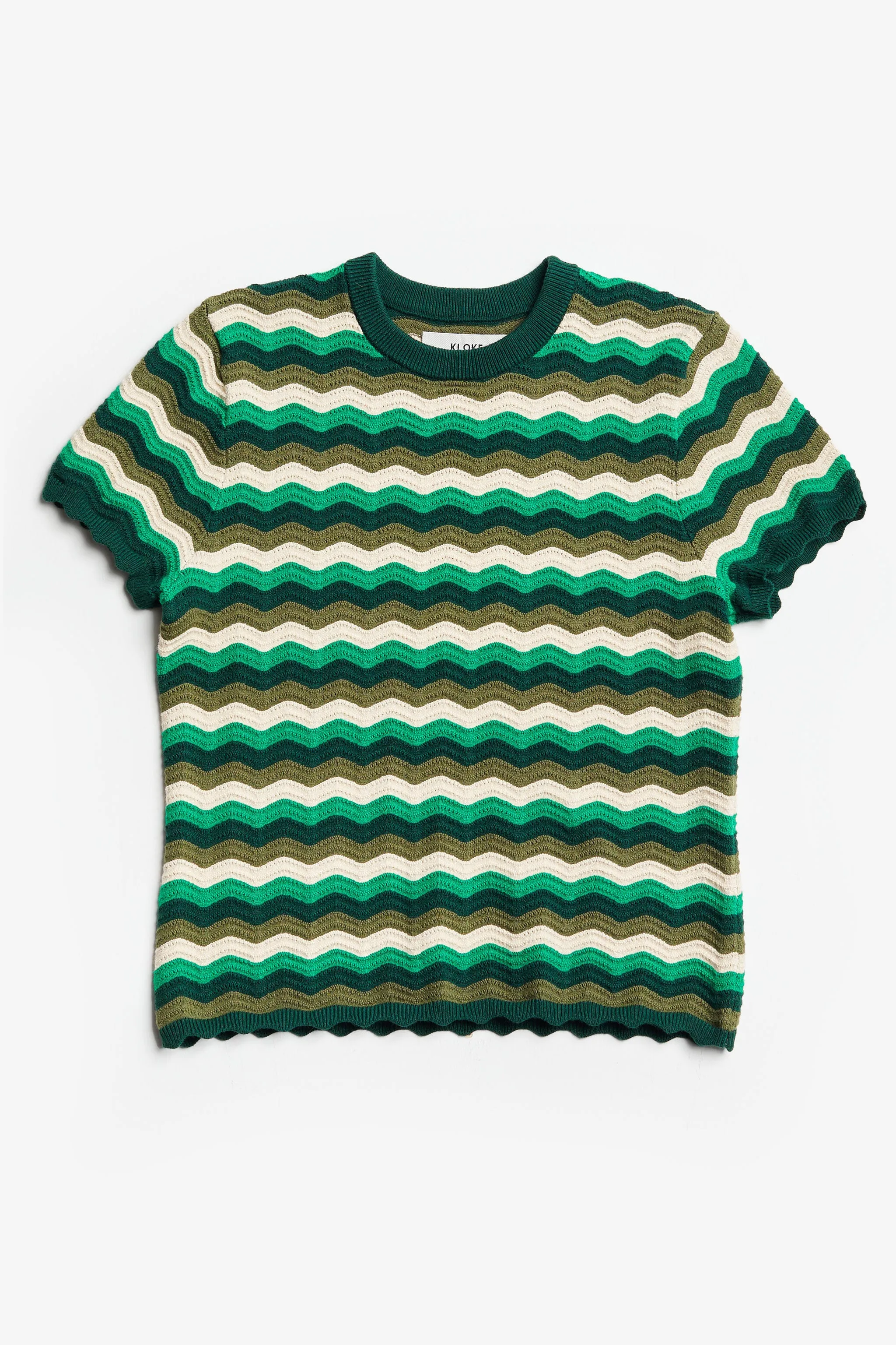 Stay Knitted Tee Green Wavy