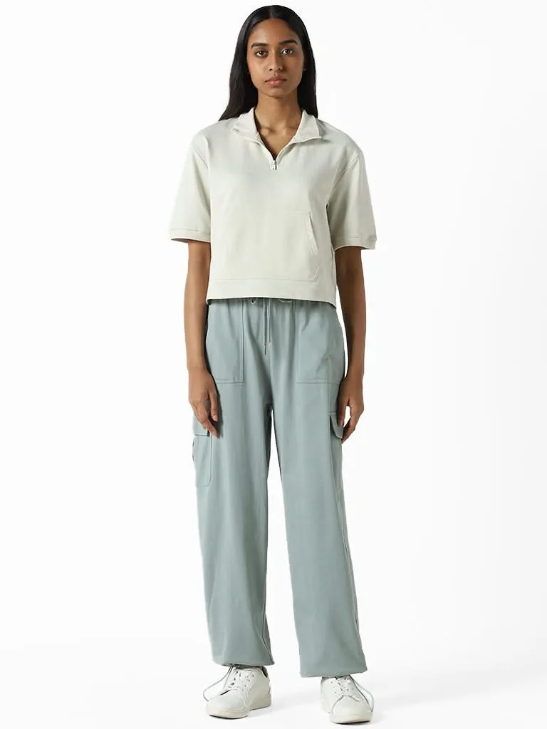 Studiofit Light Green Cotton Collared T-Shirt
