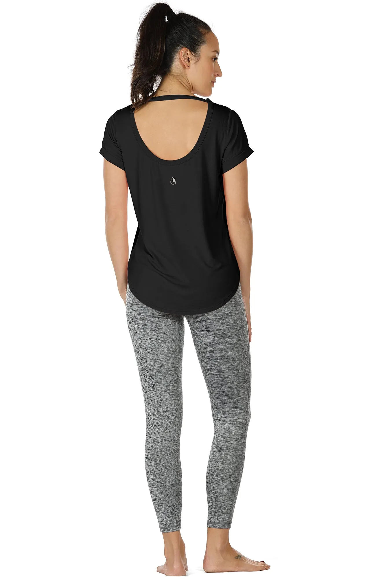 T12 icyzone Womens Casual Loose T-Shirts - Short Sleeve Tops Open Back Cross Tee Tunic Top Blouse