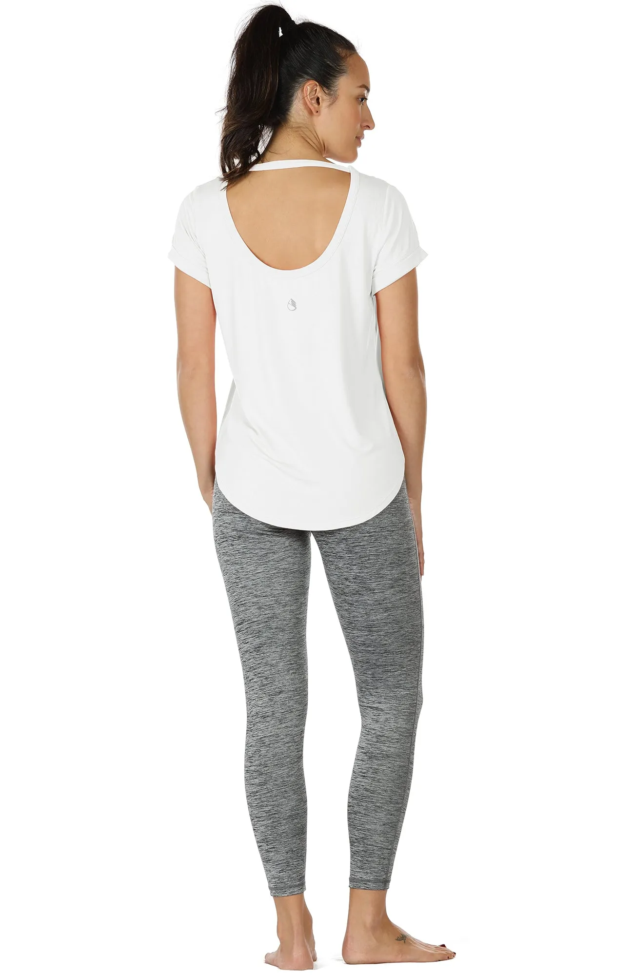 T12 icyzone Womens Casual Loose T-Shirts - Short Sleeve Tops Open Back Cross Tee Tunic Top Blouse