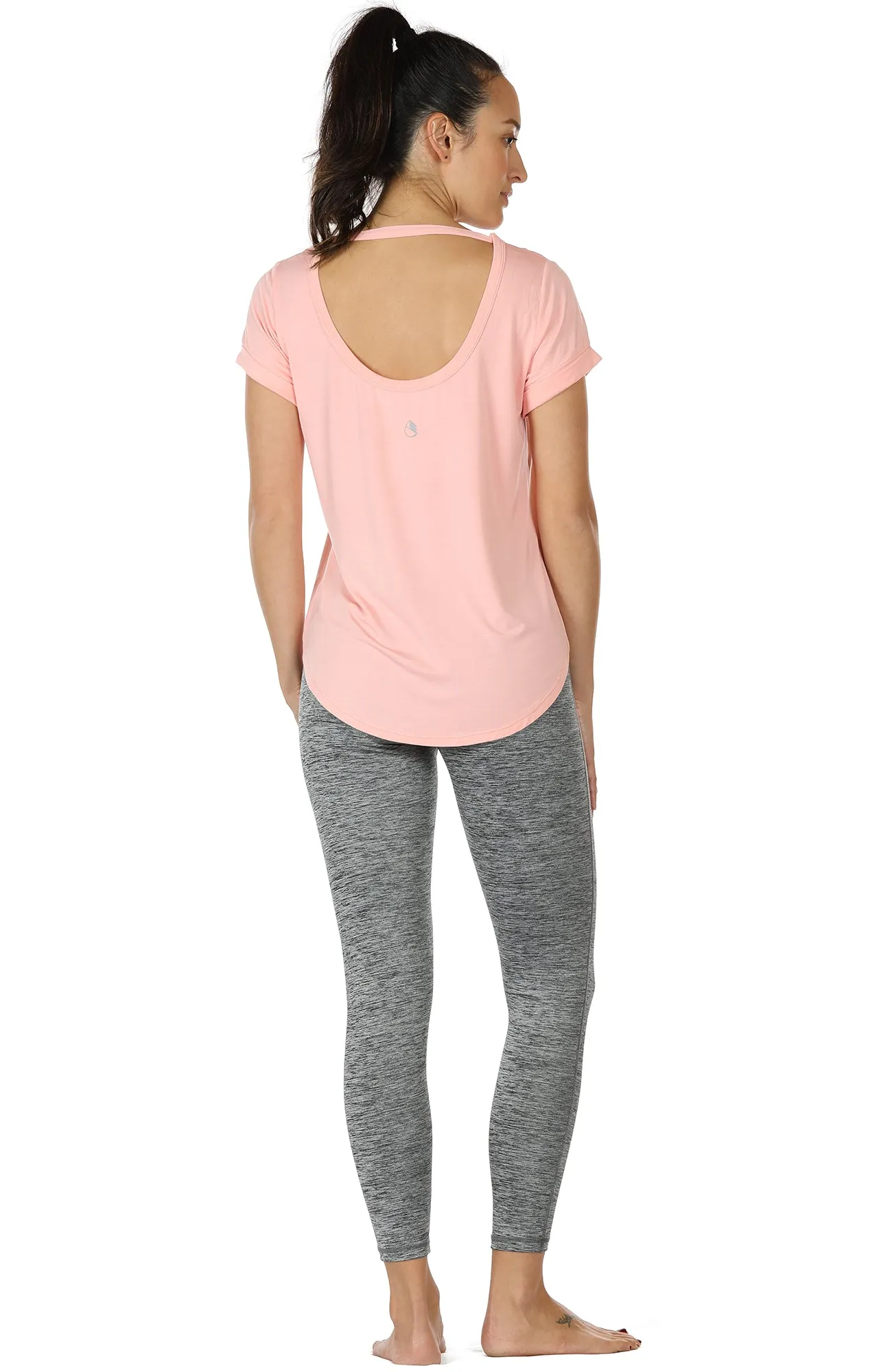 T12 icyzone Womens Casual Loose T-Shirts - Short Sleeve Tops Open Back Cross Tee Tunic Top Blouse