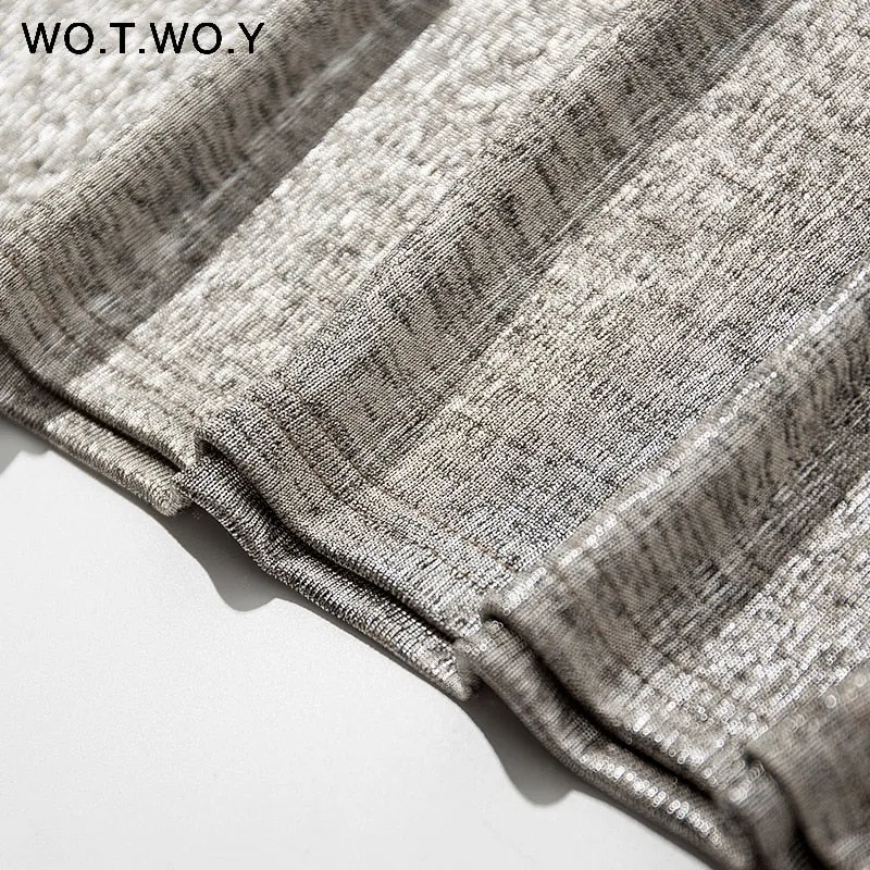 VenusFox Silver Shiny Knitted T Shirts