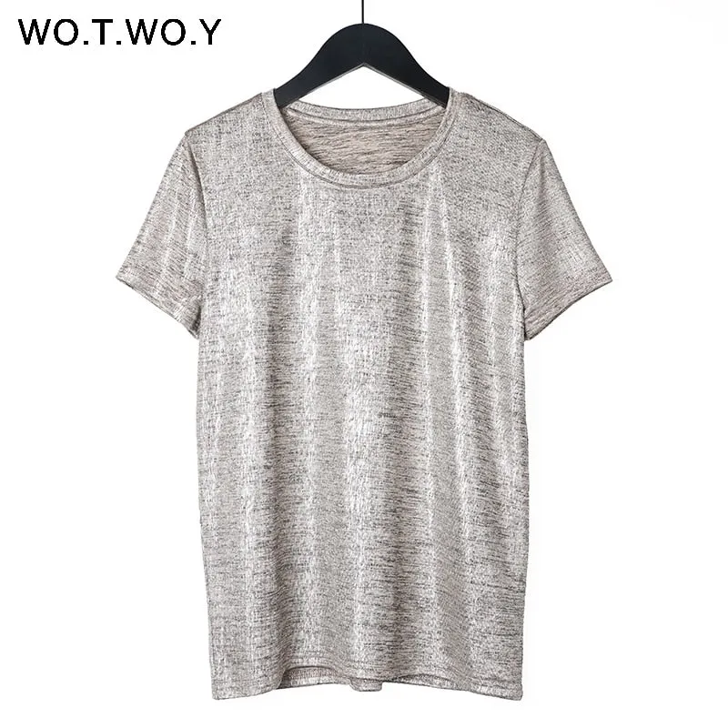 VenusFox Silver Shiny Knitted T Shirts