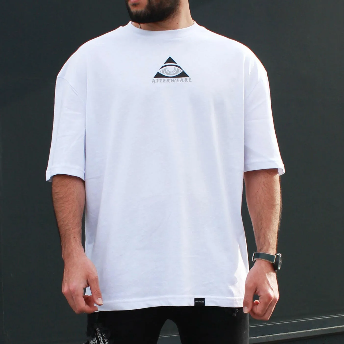 WHITE OVERSIZE T-SHIRT 'PYRAMID EYE ORIGINAL'