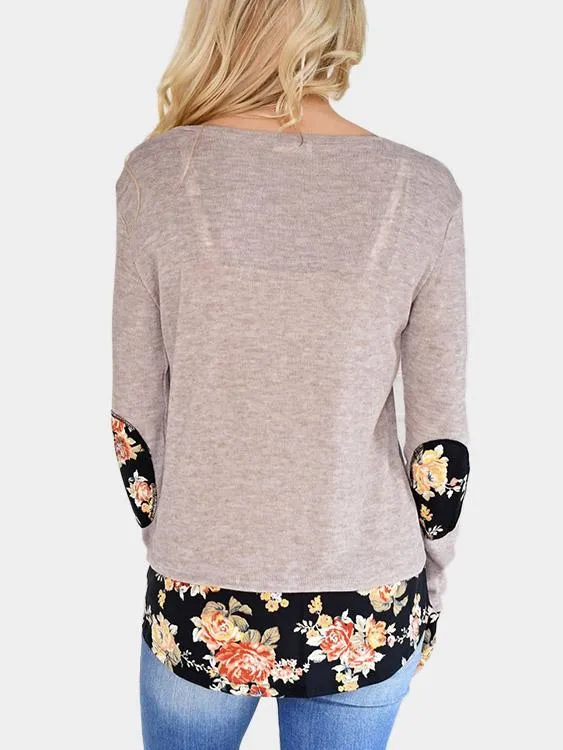 Wholesale Round Neck Long Sleeve Khaki T-Shirts