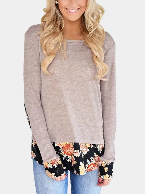 Wholesale Round Neck Long Sleeve Khaki T-Shirts